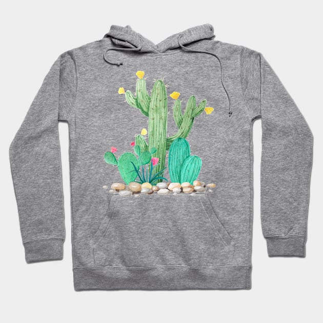 Cactus Watercolor Desert Southwest Garden Hoodie by ColorFlowCreations